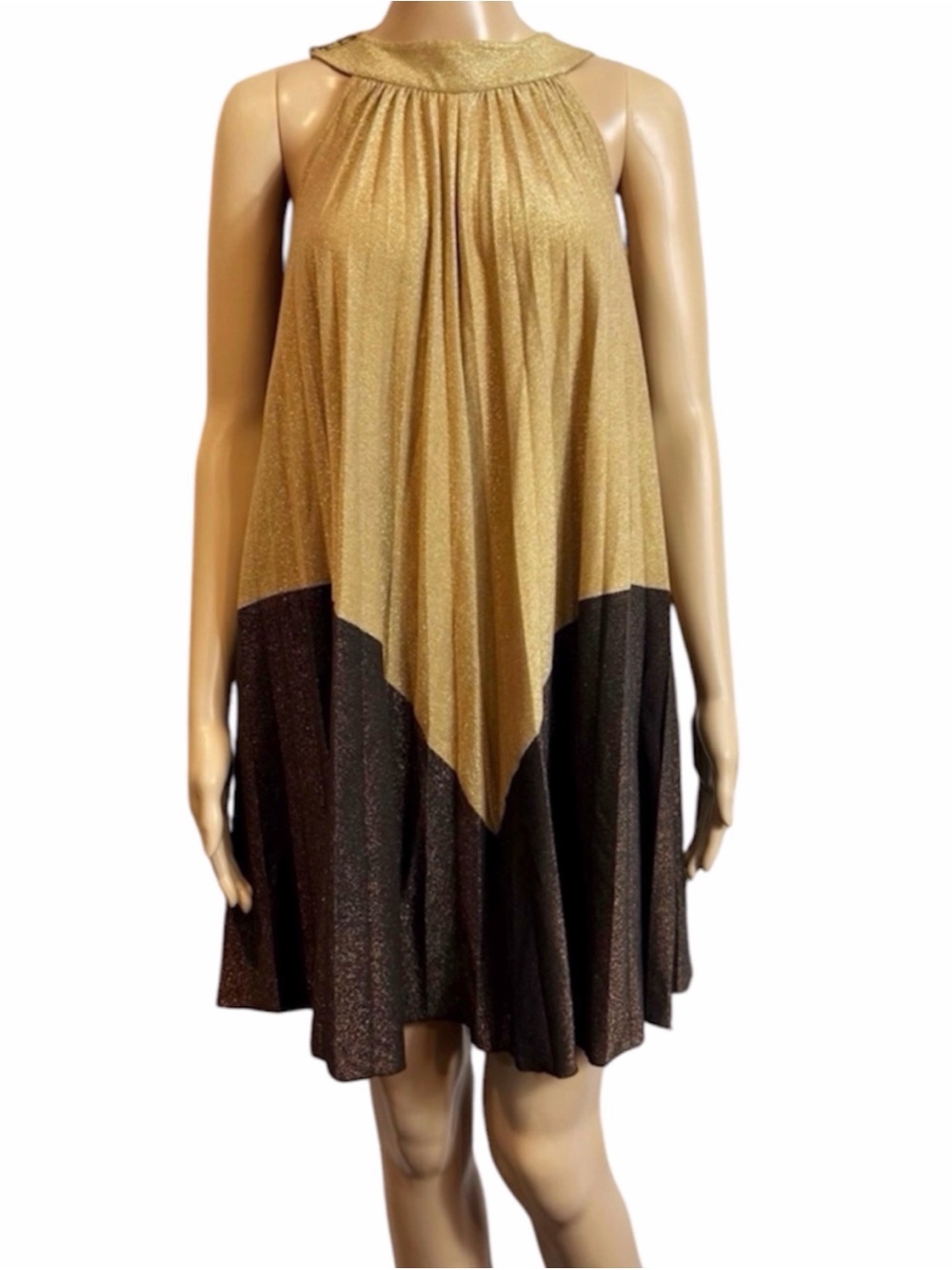 Free People Metallic Shimmer Pleated Mini Love Dress